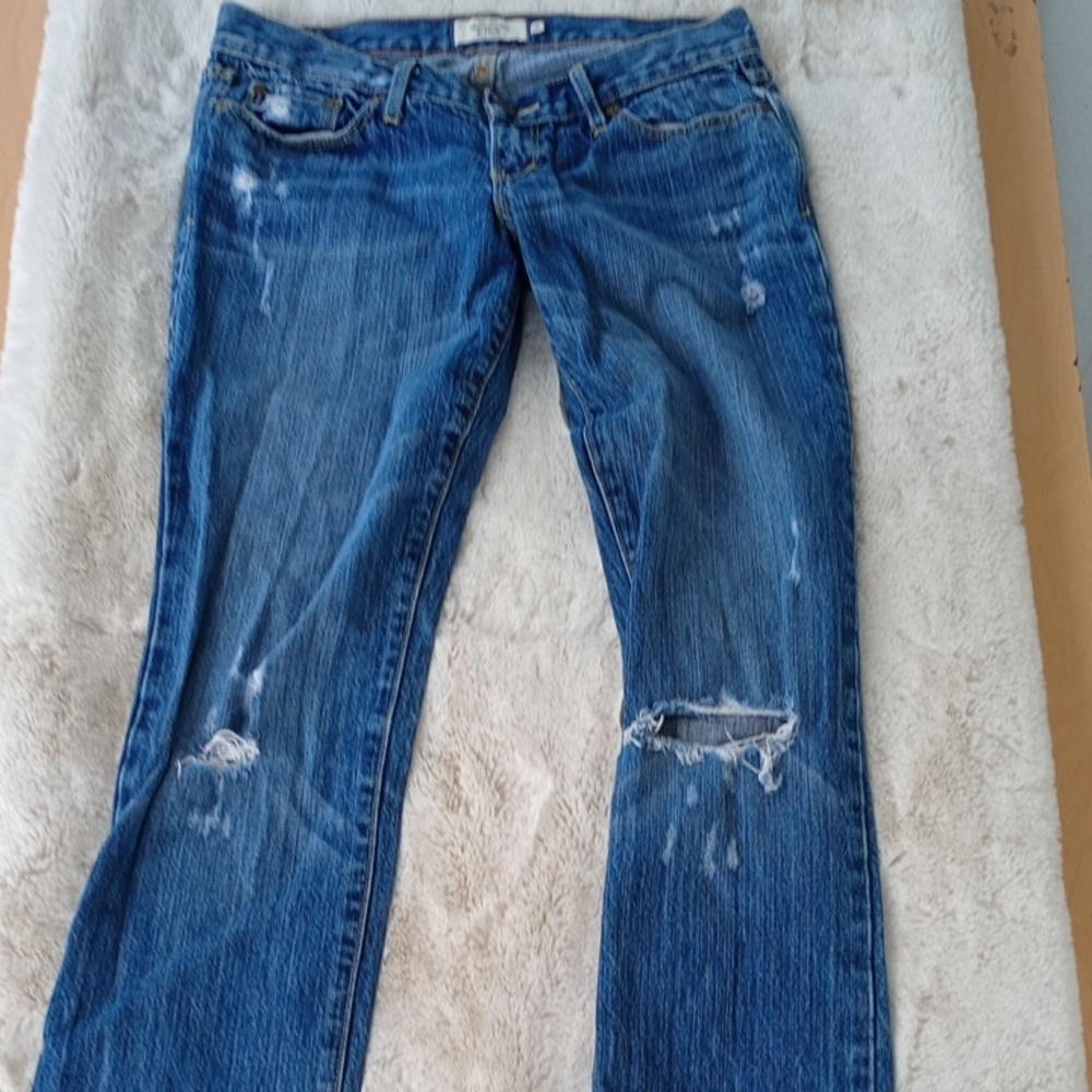 Abercrombie & Fitch Blue Distressed Boot Cut Jeans